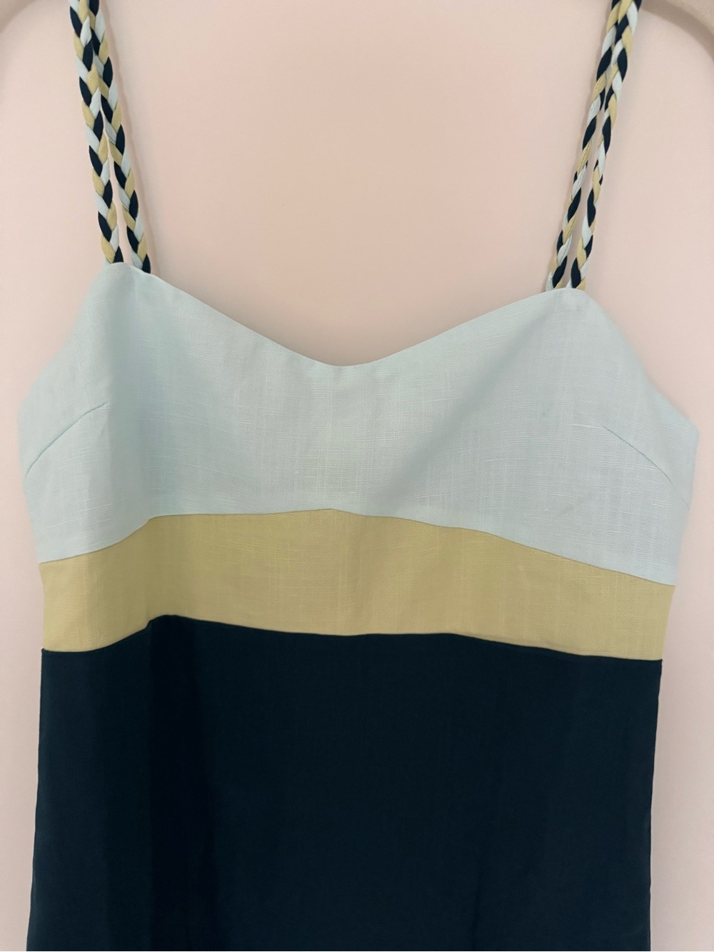 Colorblock Midi Slip Dress in Light Blue, Olive & Teal - Picture 2 of 5